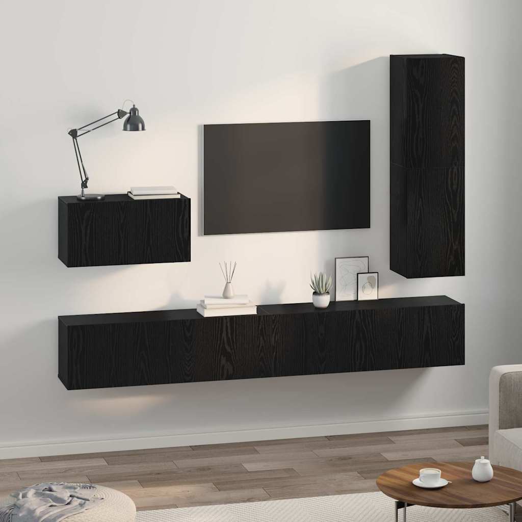 TV-Schrank-Set 4 pcs Schwarze Eiche 200 x 30 x 30 cm