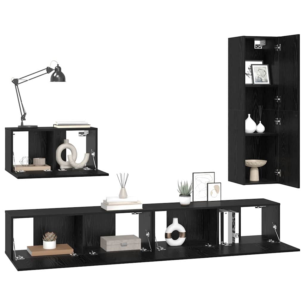 TV-Schrank-Set 4 pcs Schwarze Eiche 200 x 30 x 30 cm