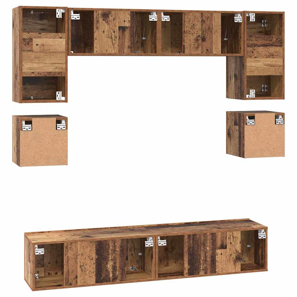 TV-Schrank-Set 8 pcs Altholz 80 x 30 x 30 cm Holzwerkstoff