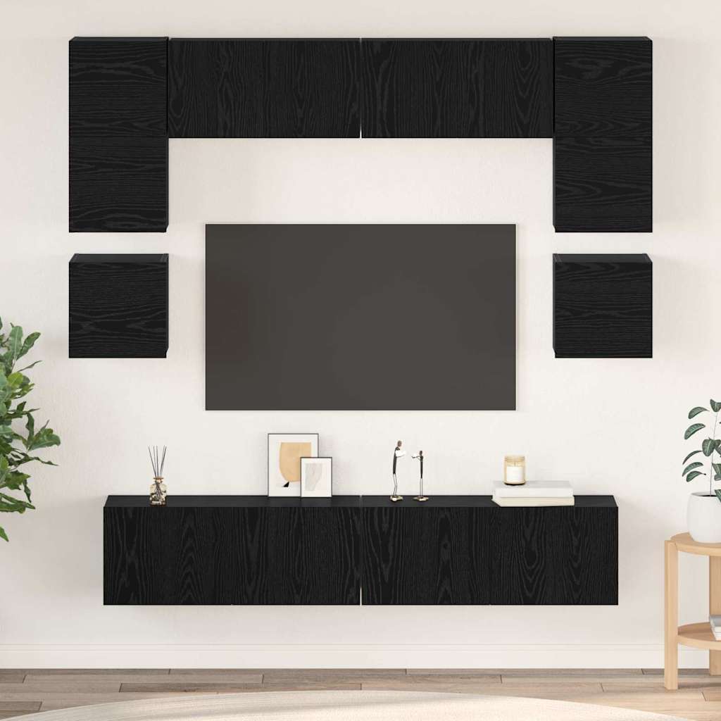 TV-Schrank-Set 8 pcs Schwarze Eiche 80 x 30 x 30 cm