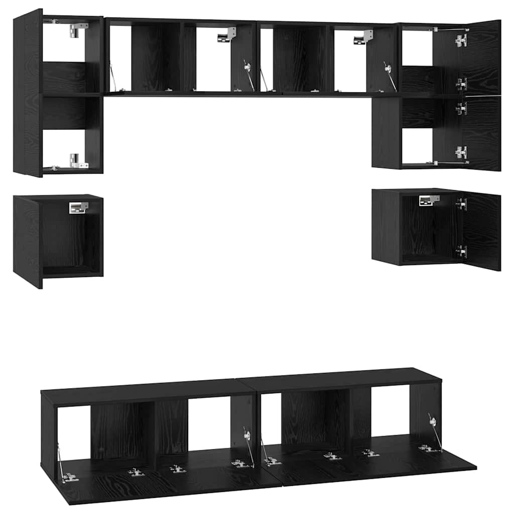 TV-Schrank-Set 8 pcs Schwarze Eiche 80 x 30 x 30 cm