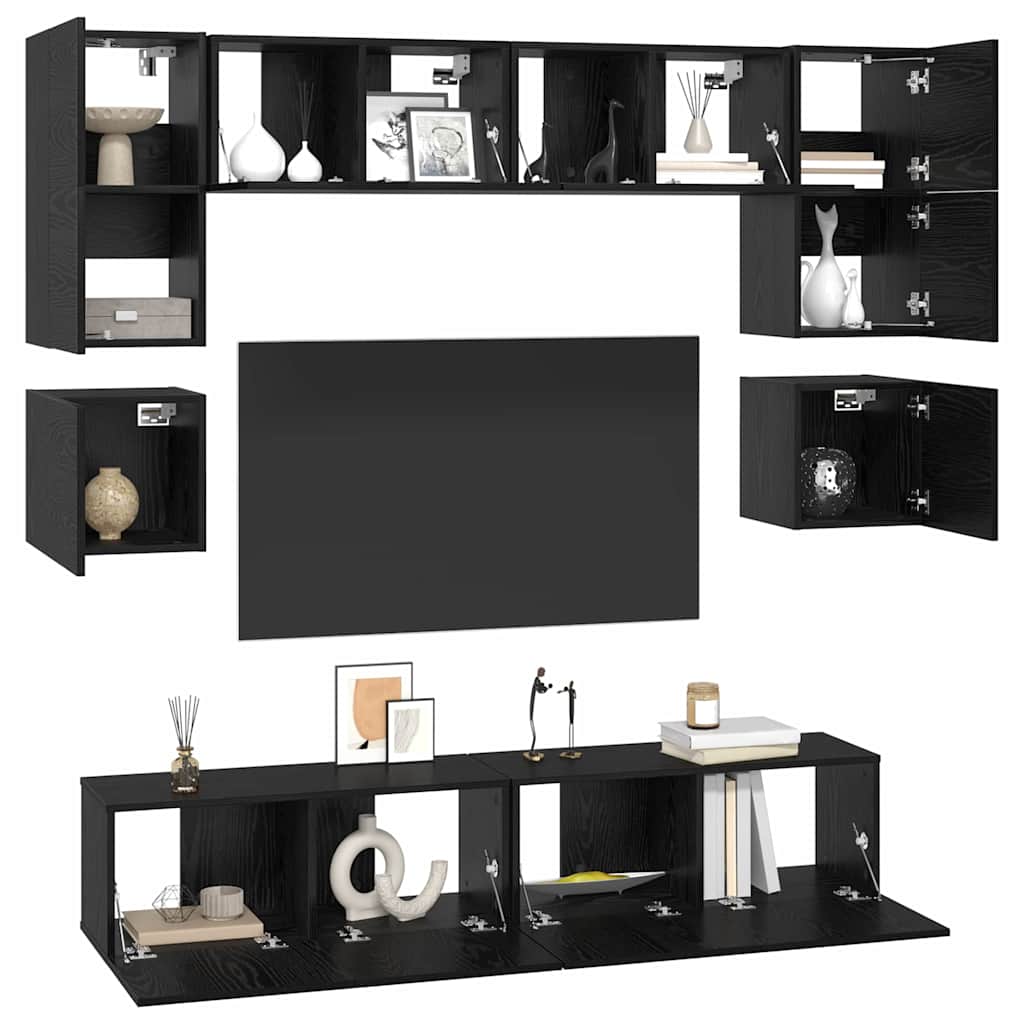 TV-Schrank-Set 8 pcs Schwarze Eiche 80 x 30 x 30 cm