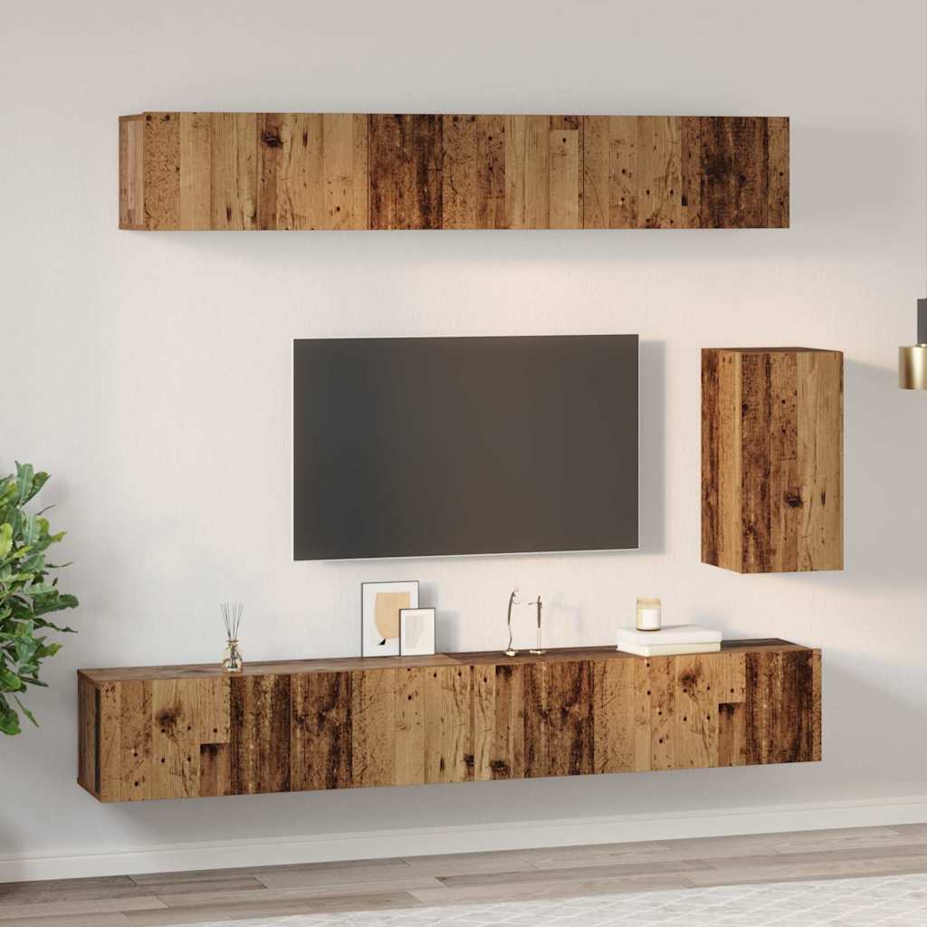 TV-Schrank-Set 6 pcs Altholz Standard Mittel Holzwerkstoff