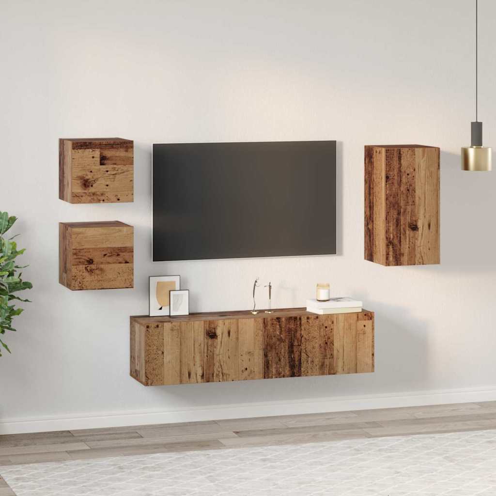 TV-Schrank-Set 5 pcs Altholz 30,5 x 30 x 60 cm Holzwerkstoff