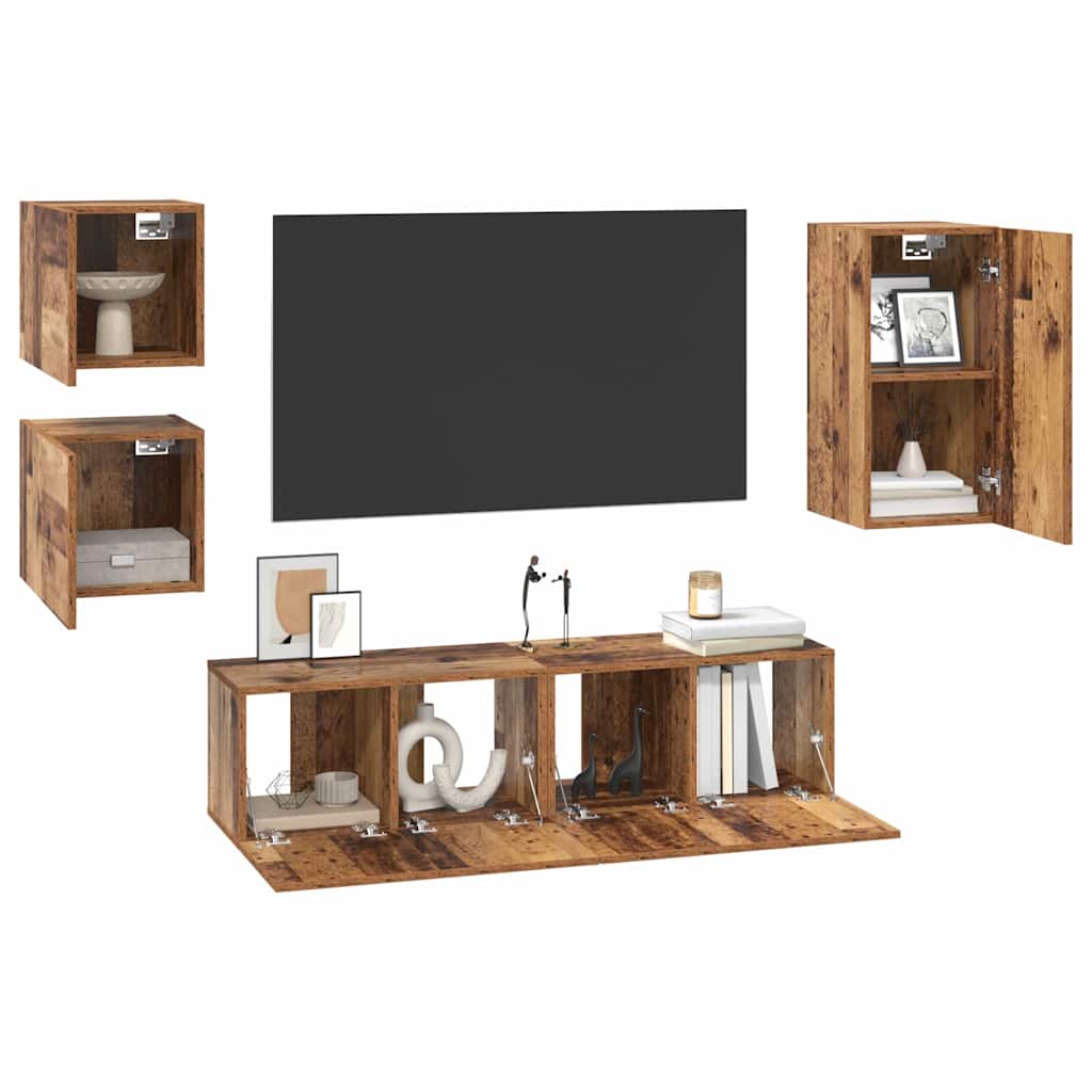 TV-Schrank-Set 5 pcs Altholz 30,5 x 30 x 60 cm Holzwerkstoff