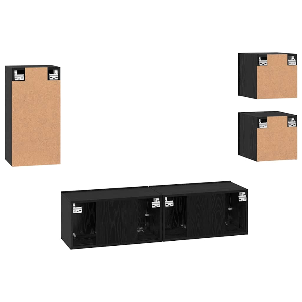 TV-Schrank-Set Wandmontiert 5 pcs Schwarze Eiche Holzwerkstoff