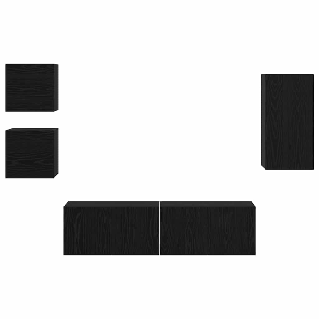 TV-Schrank-Set Wandmontiert 5 pcs Schwarze Eiche Holzwerkstoff
