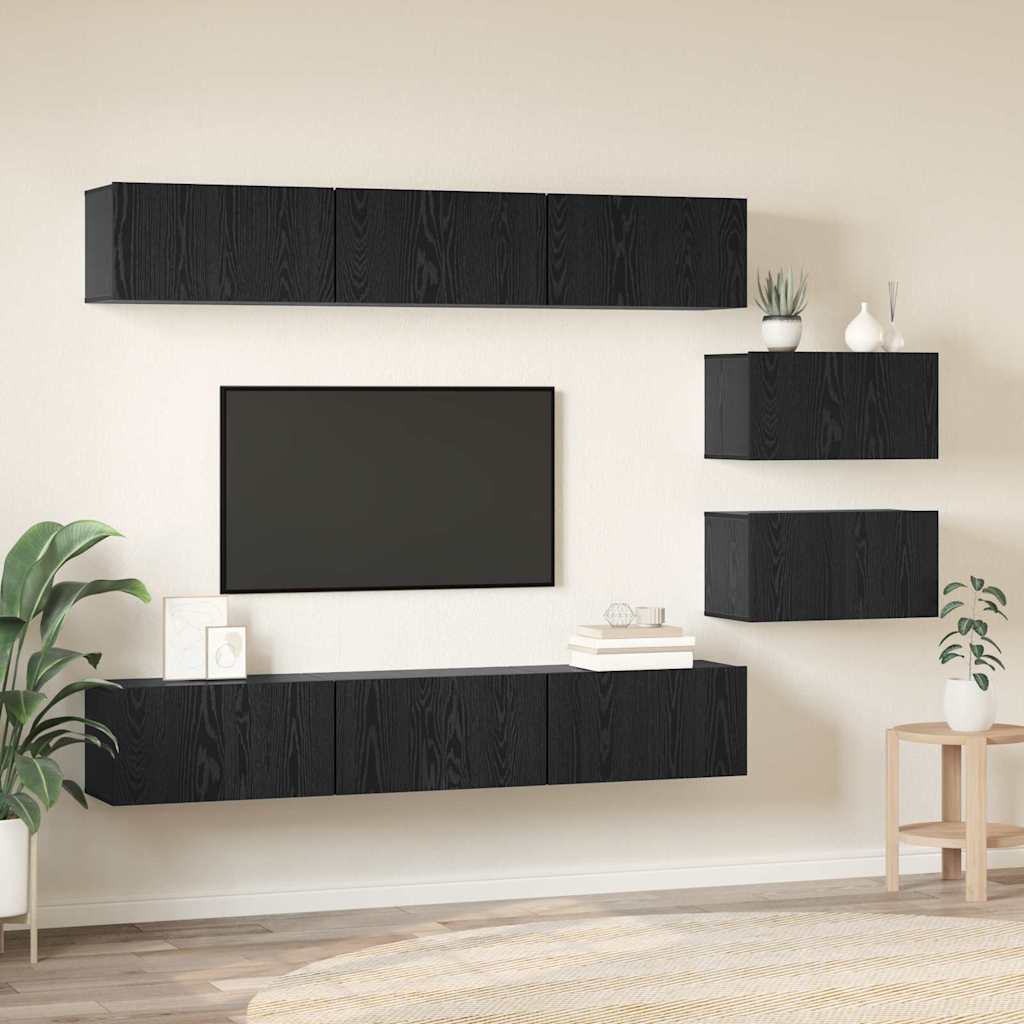 TV-Schrank-Set 8 pcs Schwarze Eiche 60 x 30 x 30 cm