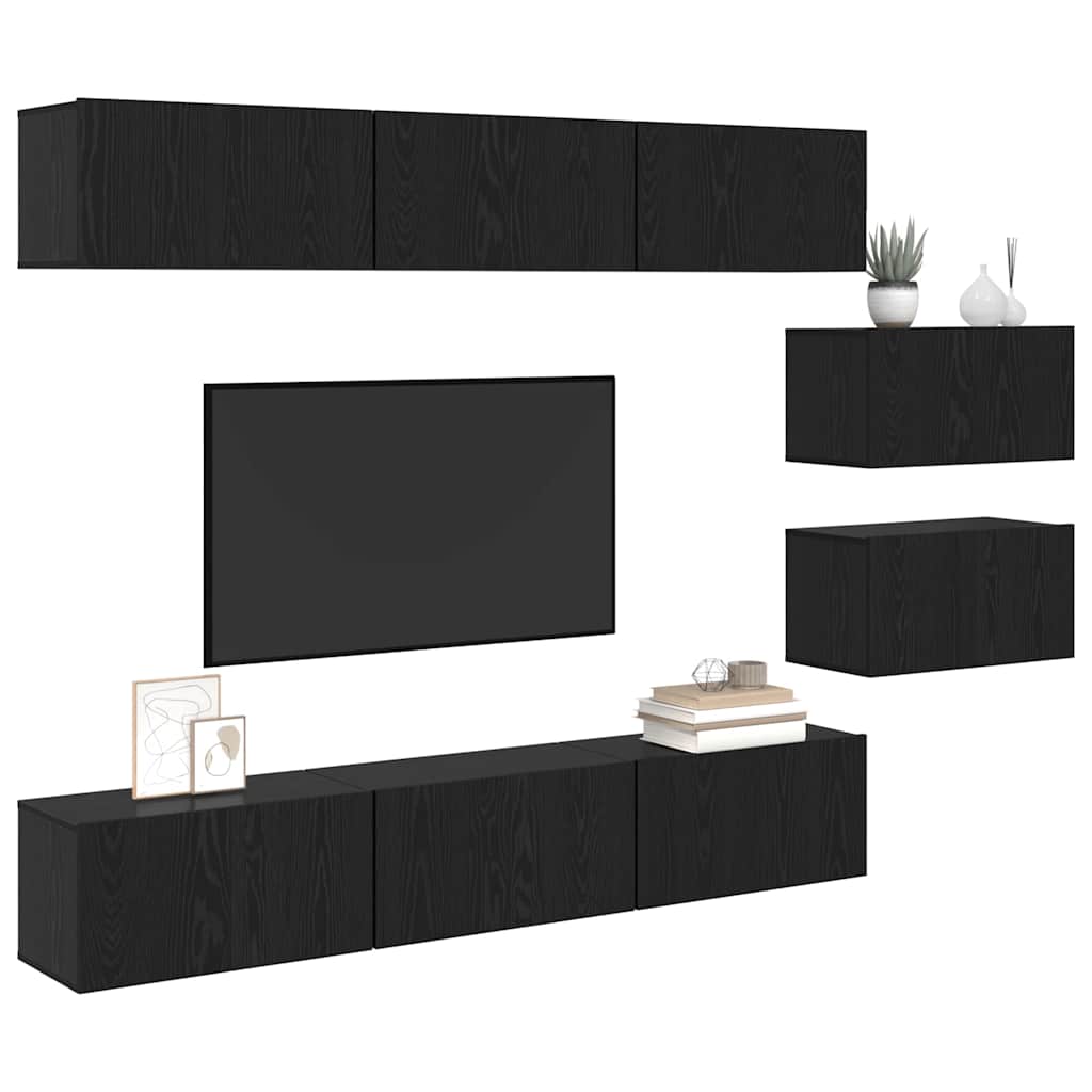 TV-Schrank-Set 8 pcs Schwarze Eiche 60 x 30 x 30 cm