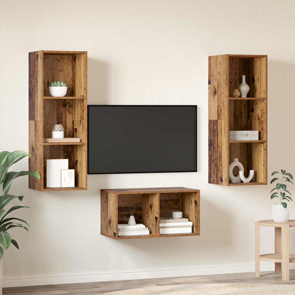 TV-Schrank-Set Altholz 37 x 37 x 107 cm Holzwerkstoff