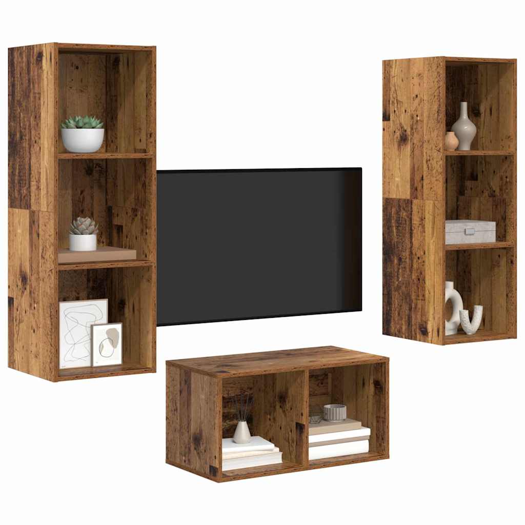 TV-Schrank-Set Altholz 37 x 37 x 107 cm Holzwerkstoff