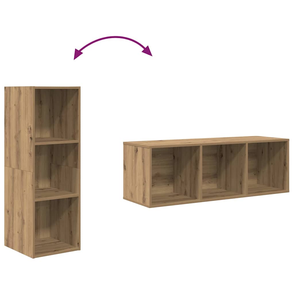 TV-Schrank-Set Wandmontiert Eiche handwerklich 37 x 37 x 107 cm
