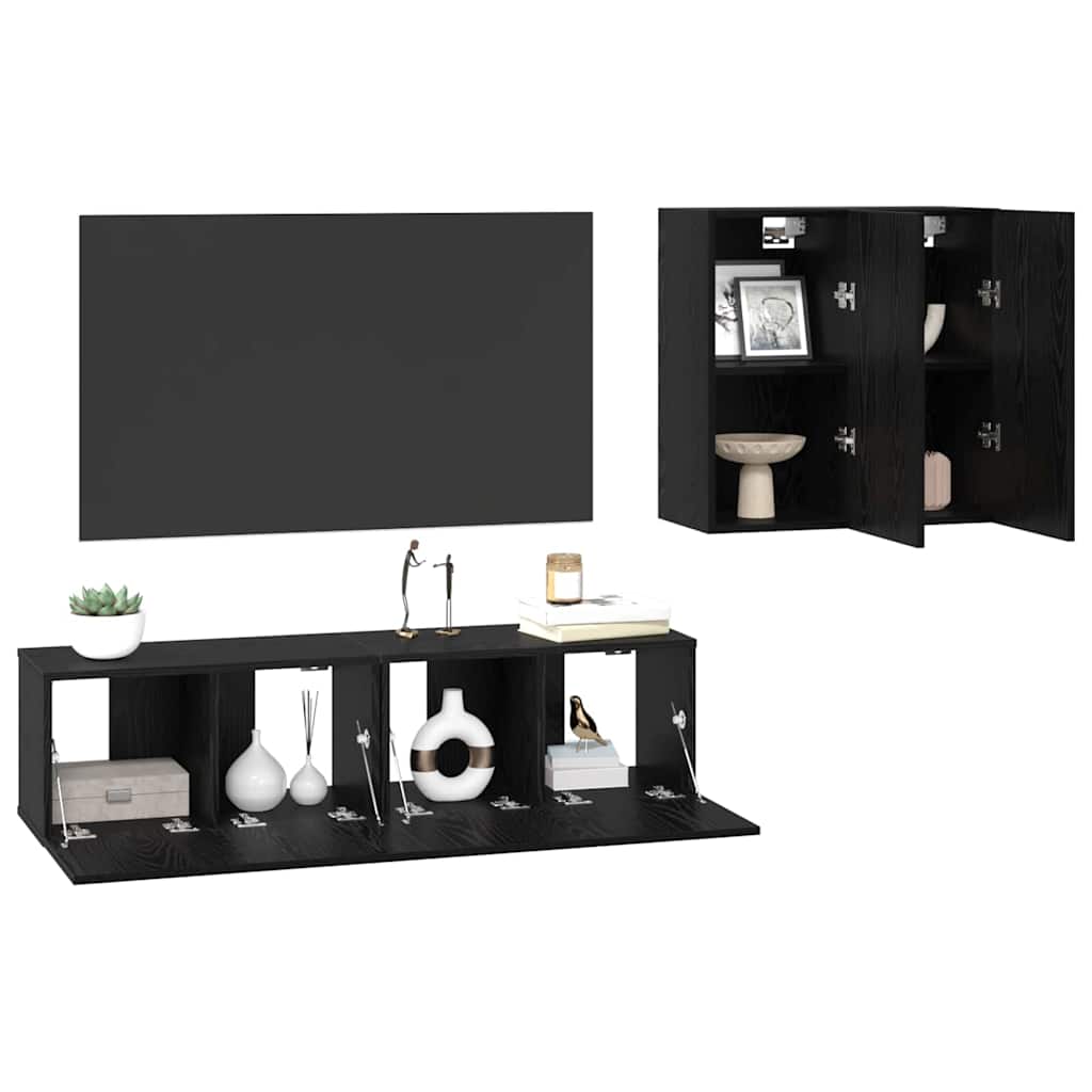 TV-Schrank-Set 4 pcs Schwarze Eiche 120 x 30 x 30 cm