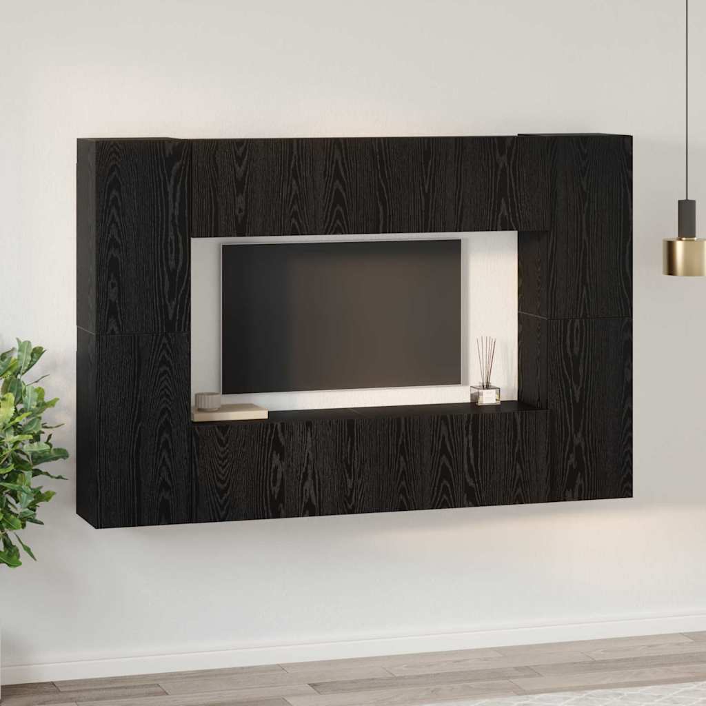 TV-Schrank-Set 8 pcs Schwarze Eiche 60 x 30 x 30 cm