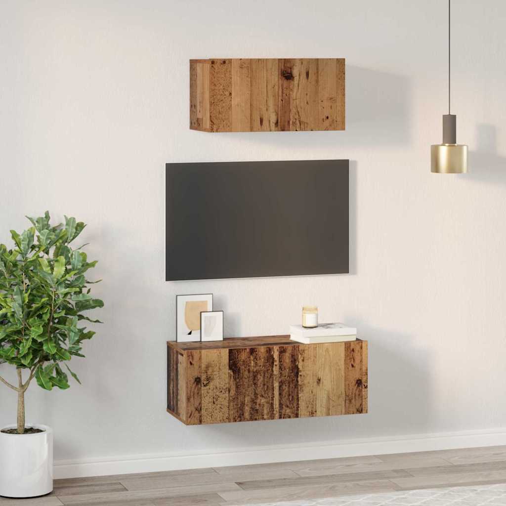 TV-Schrank-Set 2 pcs Altholz 80 x 30 x 30 cm Holzwerkstoff