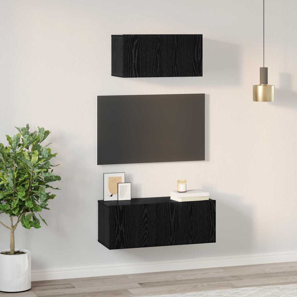 TV-Schrank-Set 2 pcs Schwarze Eiche 80 x 30 x 30 cm