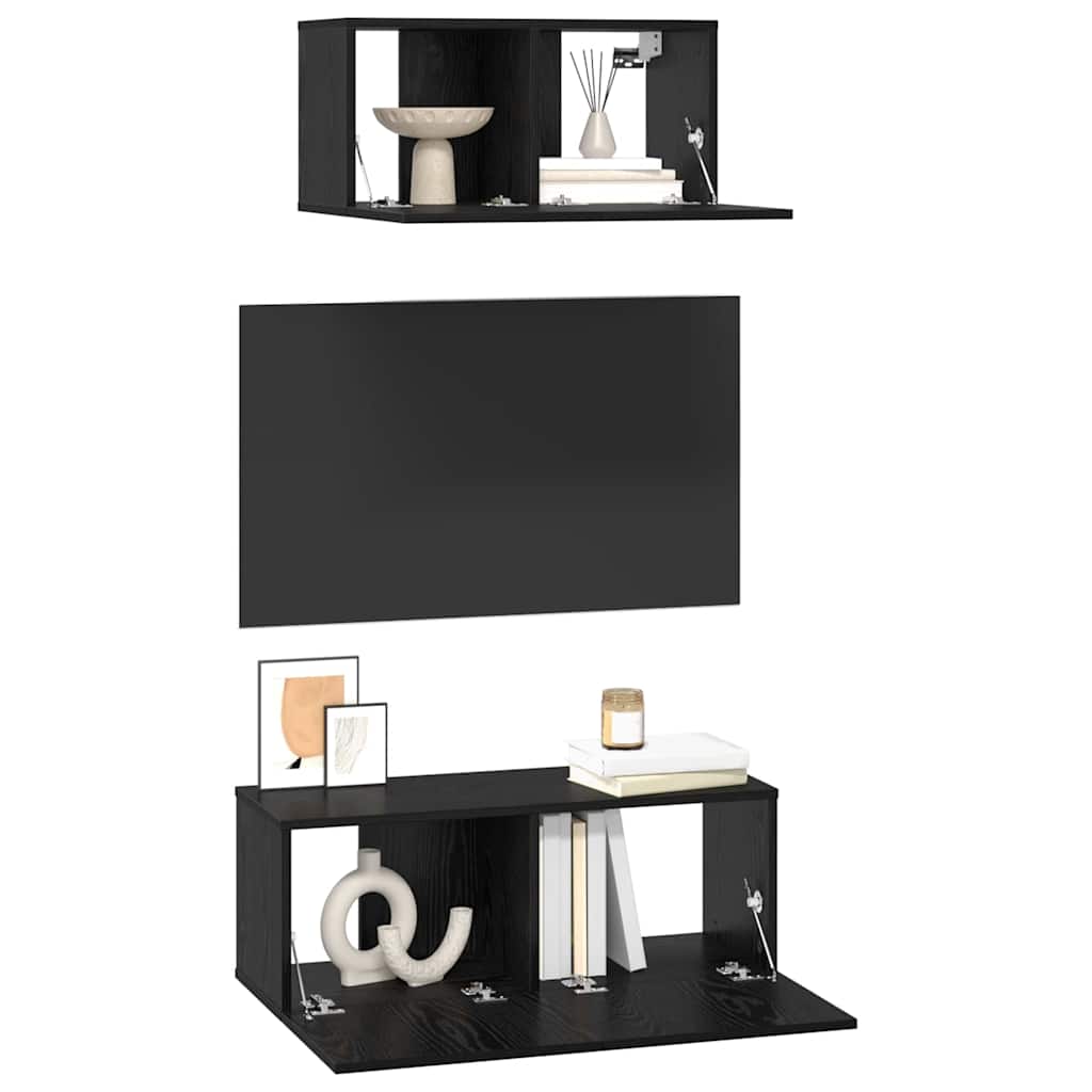 TV-Schrank-Set 2 pcs Schwarze Eiche 80 x 30 x 30 cm