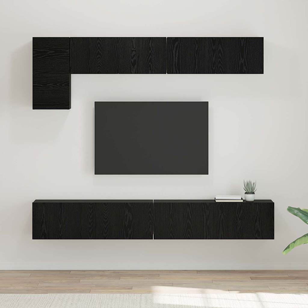 TV-Schrank-Set Wandmontiert 5 pcs Schwarze Eiche