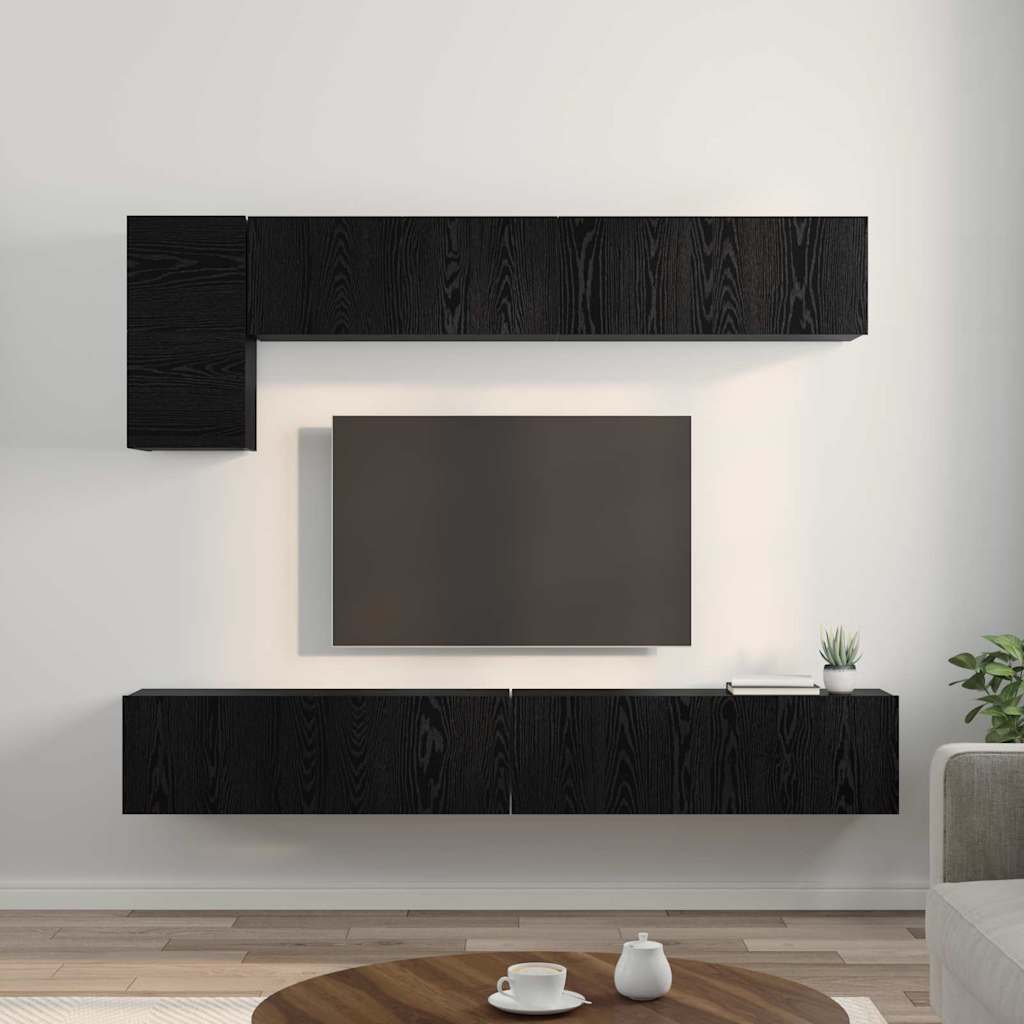 TV-Schrank-Set Wandmontiert 5 pcs Schwarze Eiche
