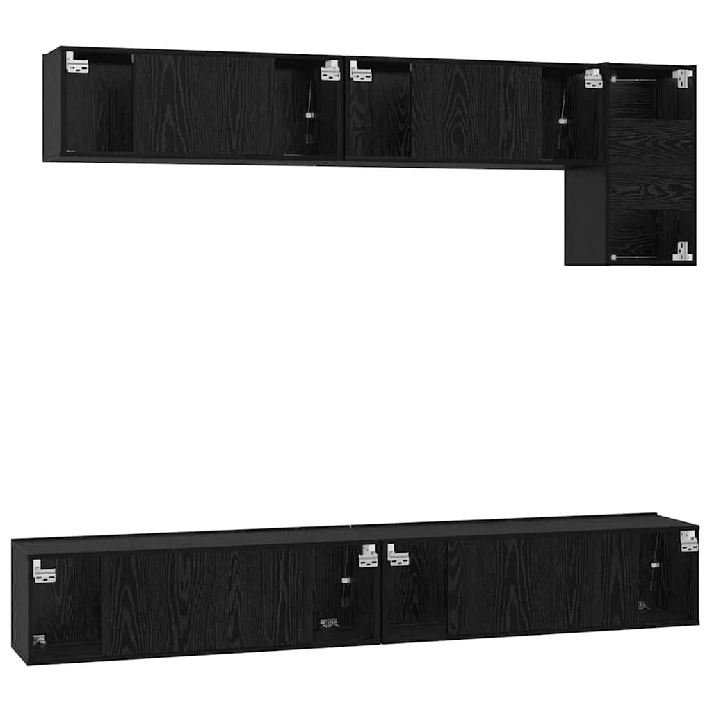 TV-Schrank-Set Wandmontiert 5 pcs Schwarze Eiche