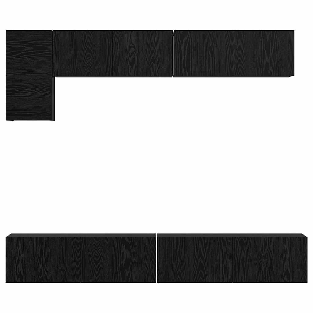 TV-Schrank-Set Wandmontiert 5 pcs Schwarze Eiche