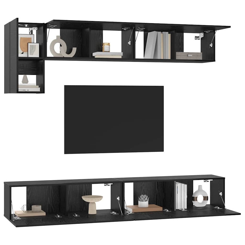 TV-Schrank-Set Wandmontiert 5 pcs Schwarze Eiche
