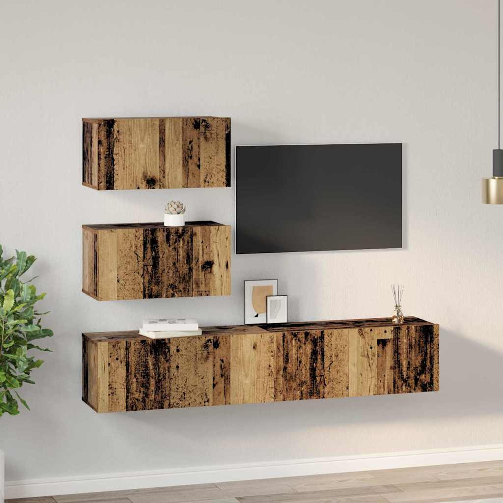 TV-Schrank-Set 4 pcs Altholz 80 x 30 x 30 cm Holzwerkstoff