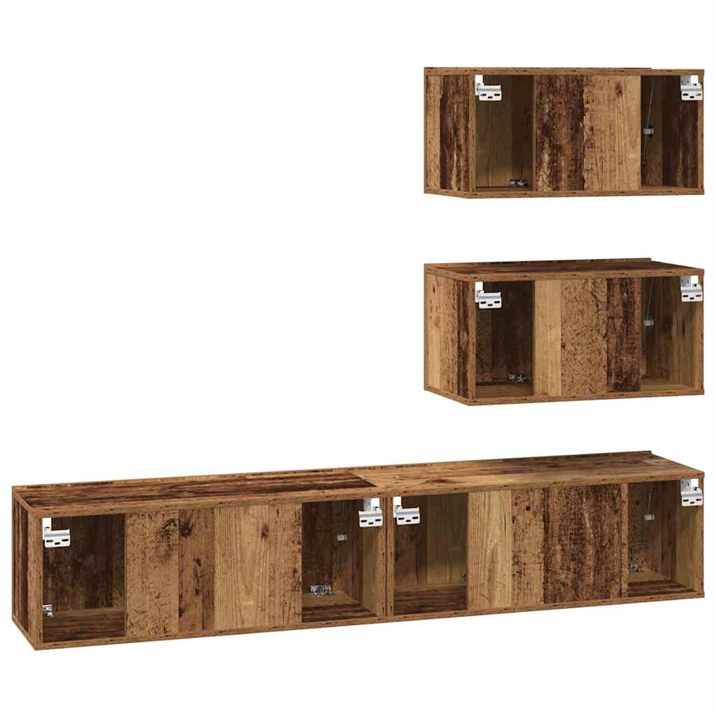 TV-Schrank-Set 4 pcs Altholz 80 x 30 x 30 cm Holzwerkstoff