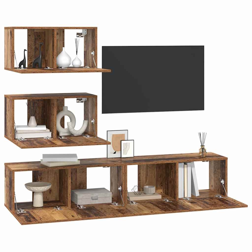 TV-Schrank-Set 4 pcs Altholz 80 x 30 x 30 cm Holzwerkstoff