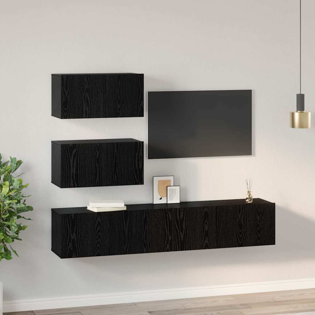 TV-Schrank-Set 4 pcs Schwarze Eiche 100 x 30 x 30 cm