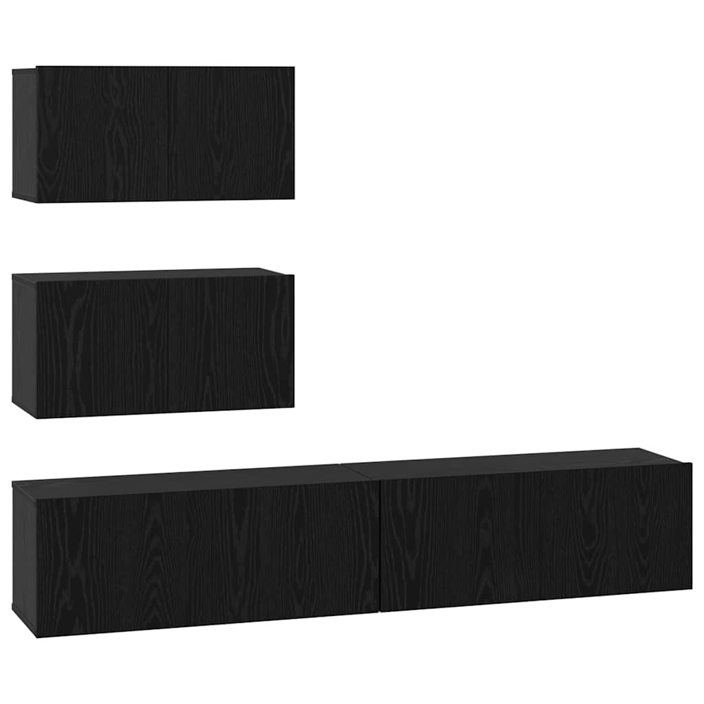 TV-Schrank-Set 4 pcs Schwarze Eiche 100 x 30 x 30 cm