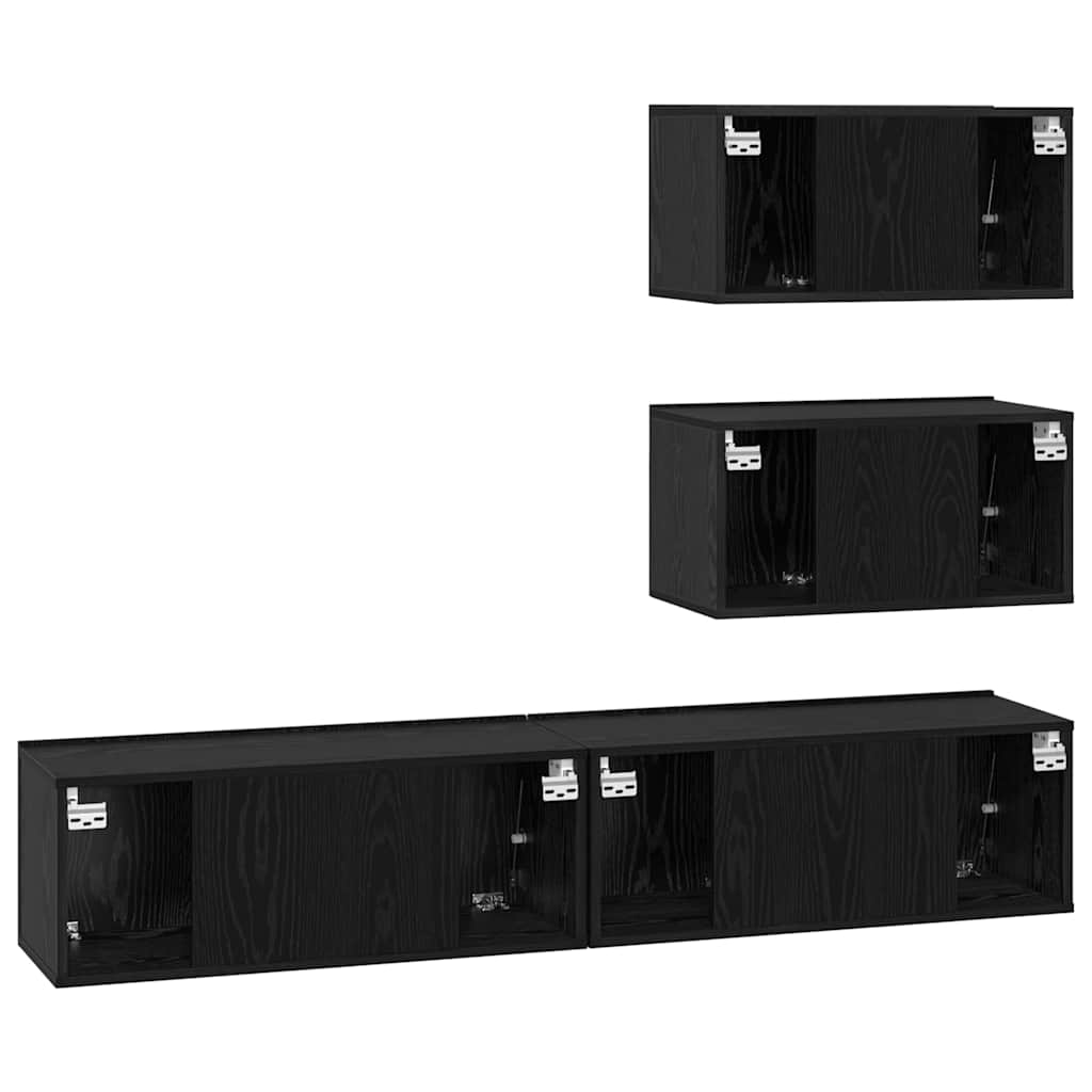 TV-Schrank-Set 4 pcs Schwarze Eiche 100 x 30 x 30 cm