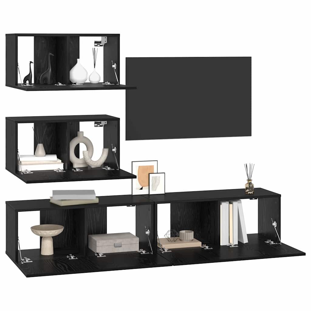 TV-Schrank-Set 4 pcs Schwarze Eiche 100 x 30 x 30 cm