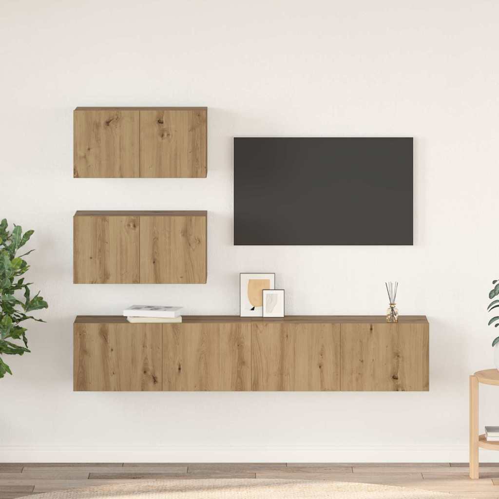 TV-Schrank-Set 4 pcs Eiche handwerklich 80 x 30 x 30 cm