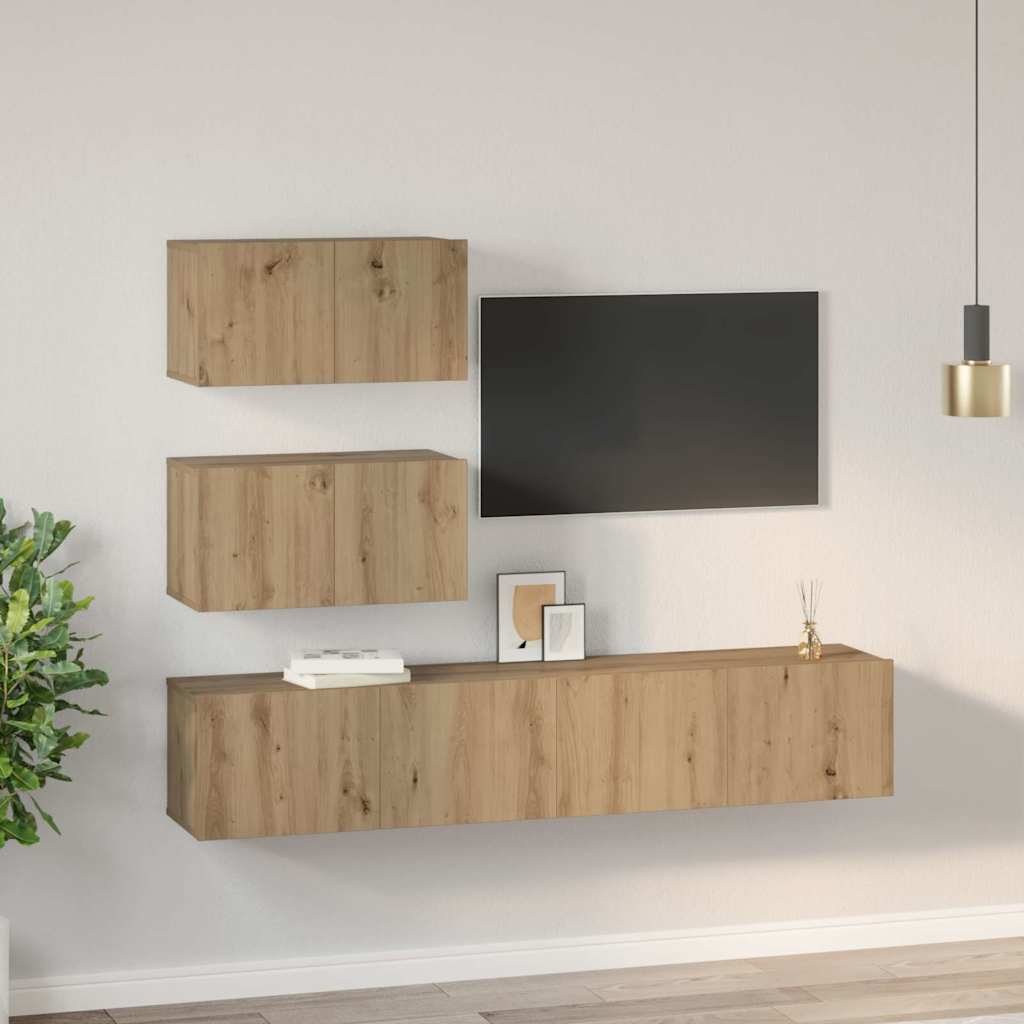 TV-Schrank-Set 4 pcs Eiche handwerklich 80 x 30 x 30 cm