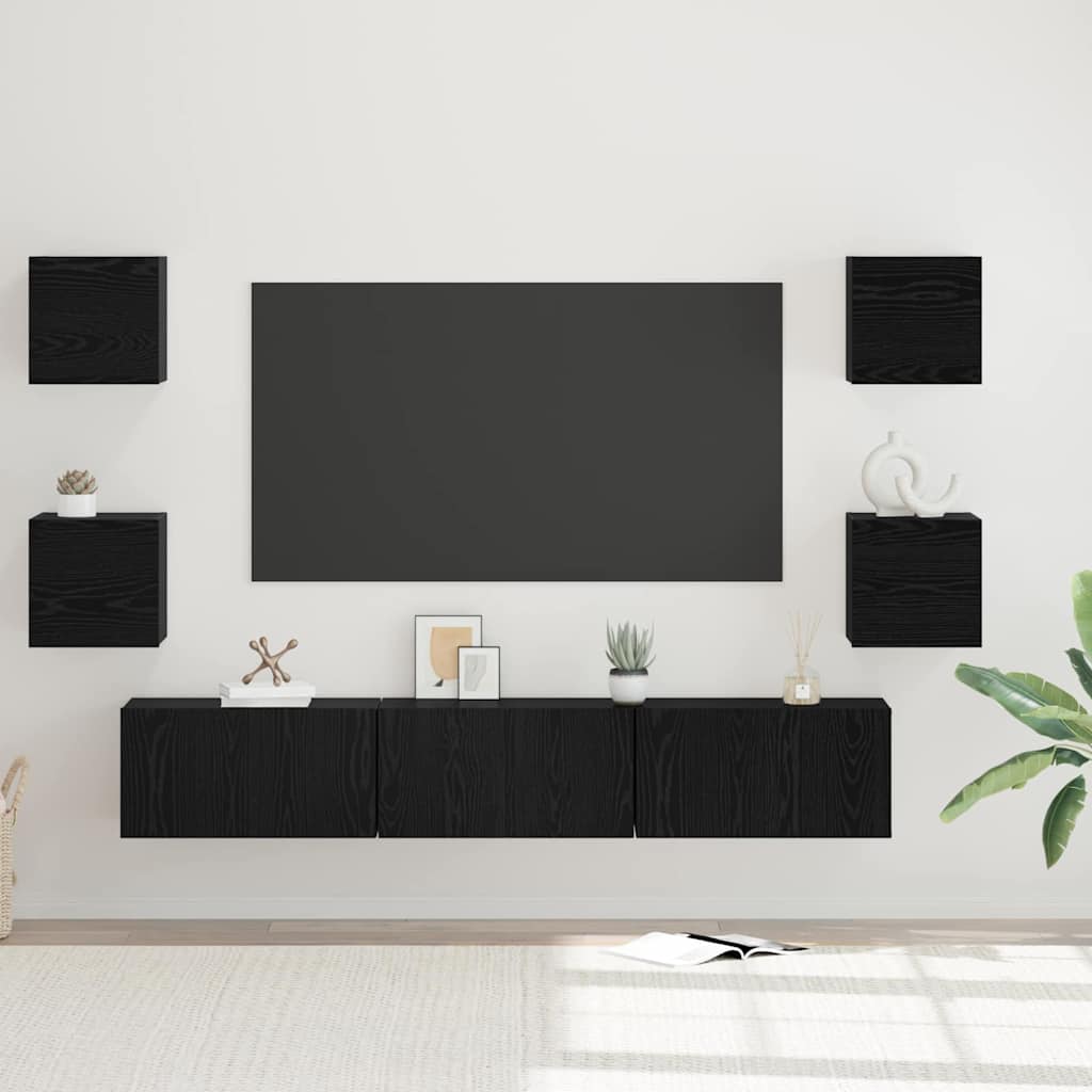 TV-Schrank-Set 7 pcs Schwarze Eiche Mittel 180 x 30 x 30 cm