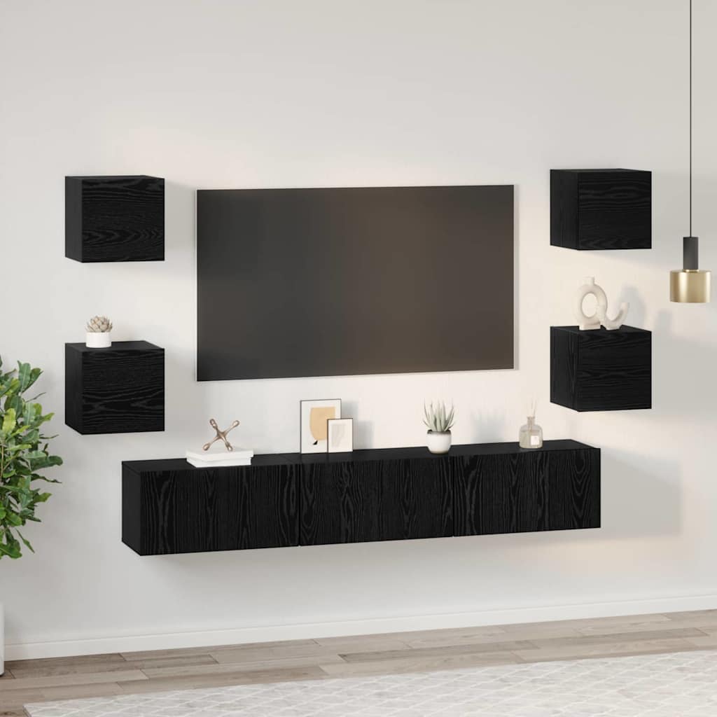 TV-Schrank-Set 7 pcs Schwarze Eiche Mittel 180 x 30 x 30 cm