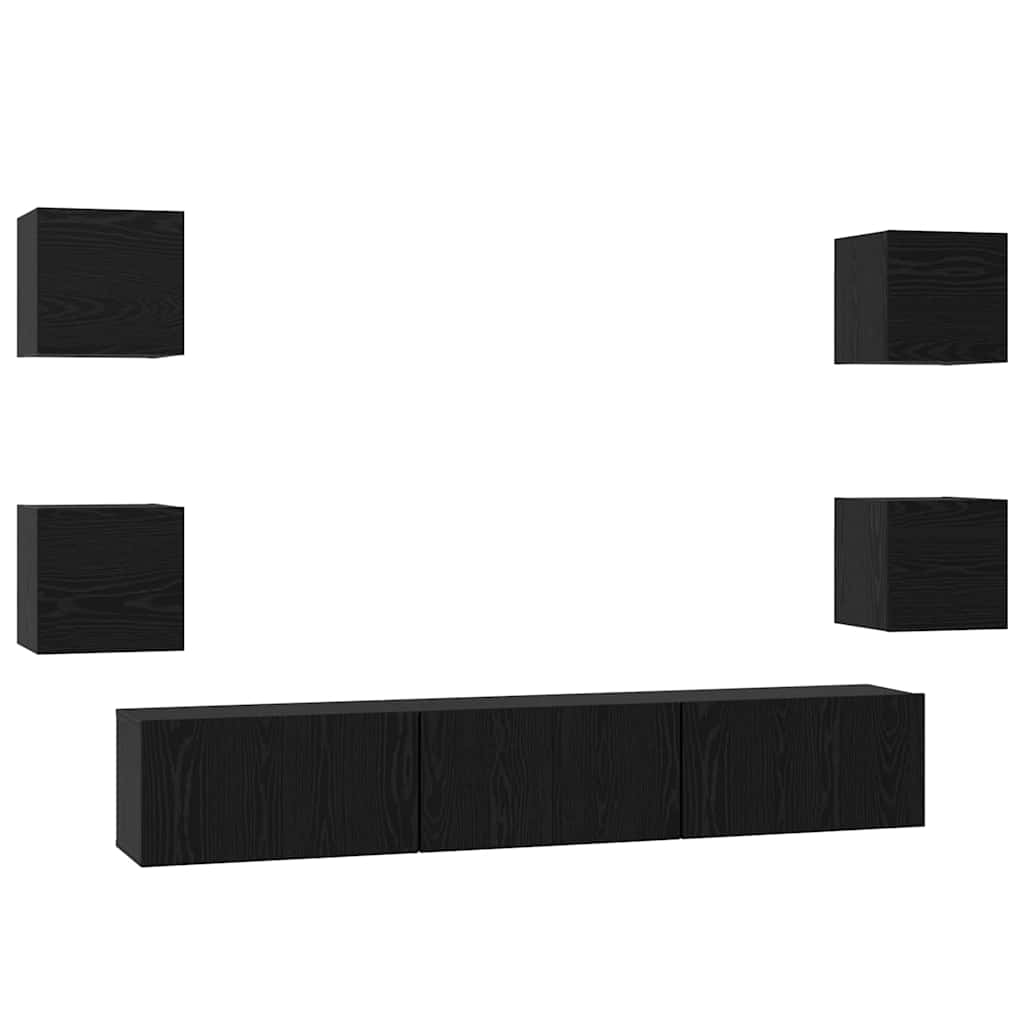 TV-Schrank-Set 7 pcs Schwarze Eiche Mittel 180 x 30 x 30 cm