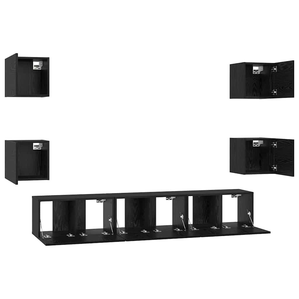 TV-Schrank-Set 7 pcs Schwarze Eiche Mittel 180 x 30 x 30 cm