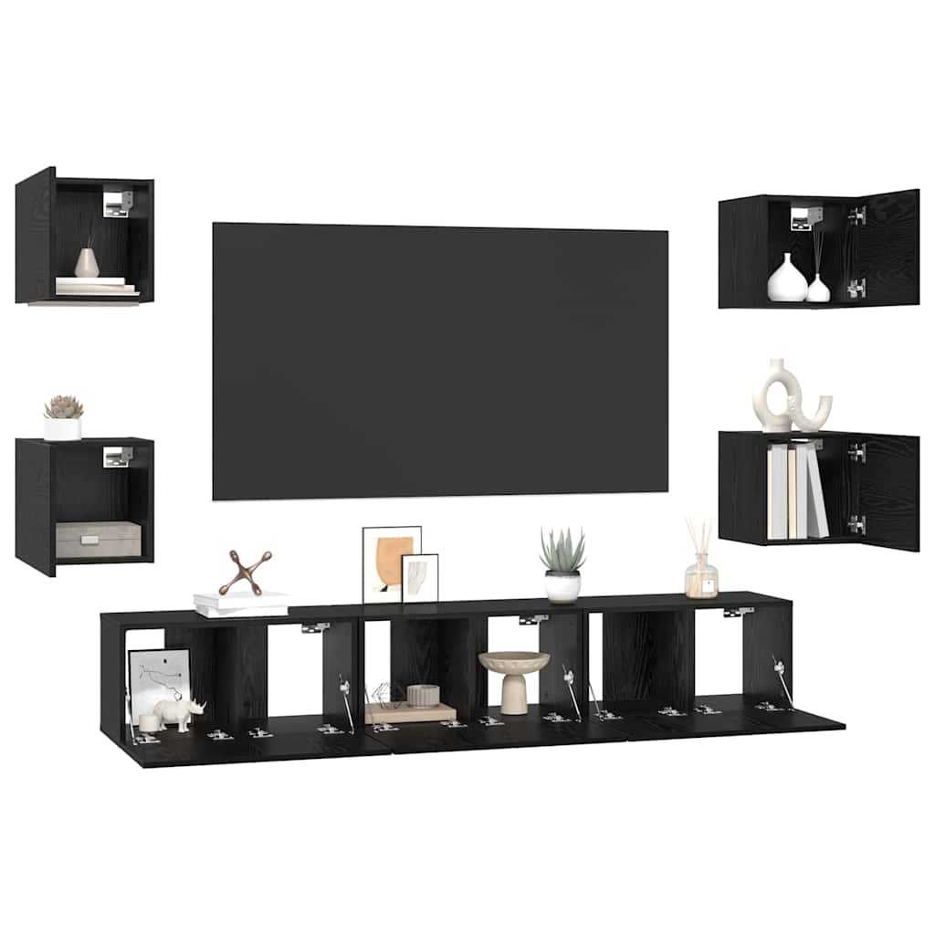 TV-Schrank-Set 7 pcs Schwarze Eiche Mittel 180 x 30 x 30 cm
