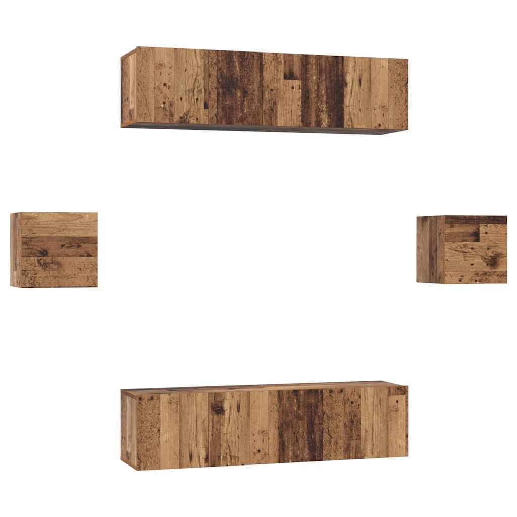 TV-Schrank-Set Wandmontiert 6 pcs Altholz Holzwerkstoff