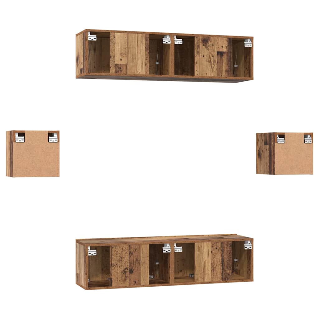 TV-Schrank-Set Wandmontiert 6 pcs Altholz Holzwerkstoff