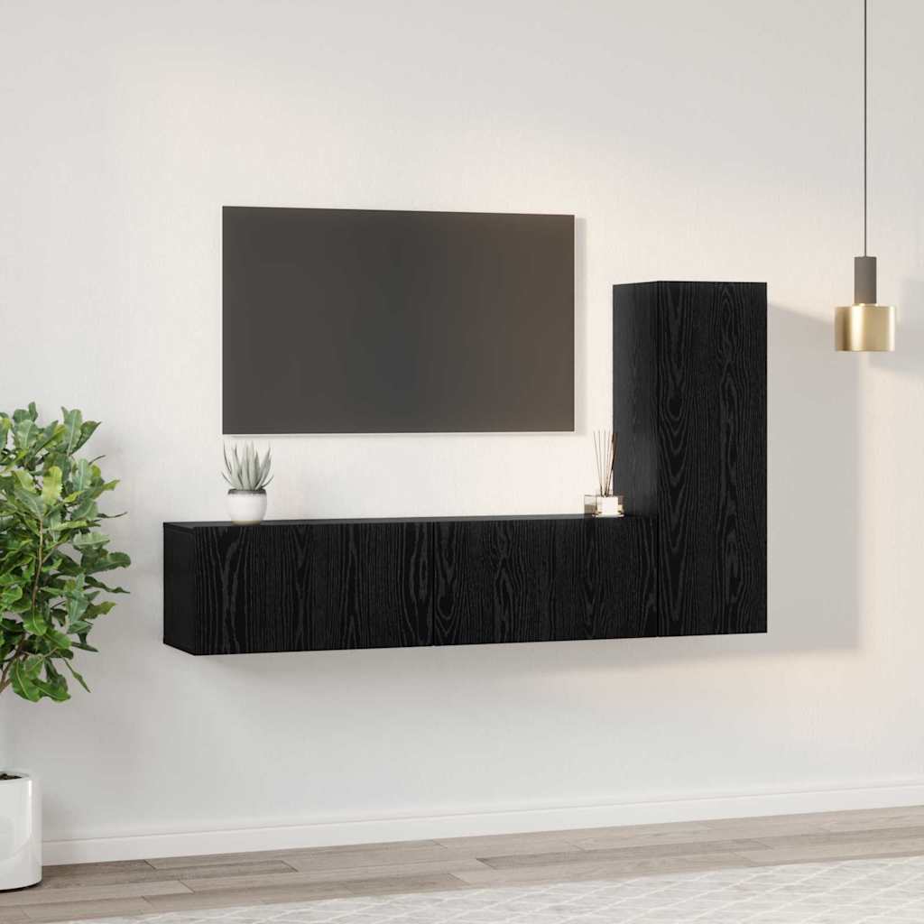 TV-Schrank-Set 3 pcs Schwarze Eiche 160 x 30 x 30 cm