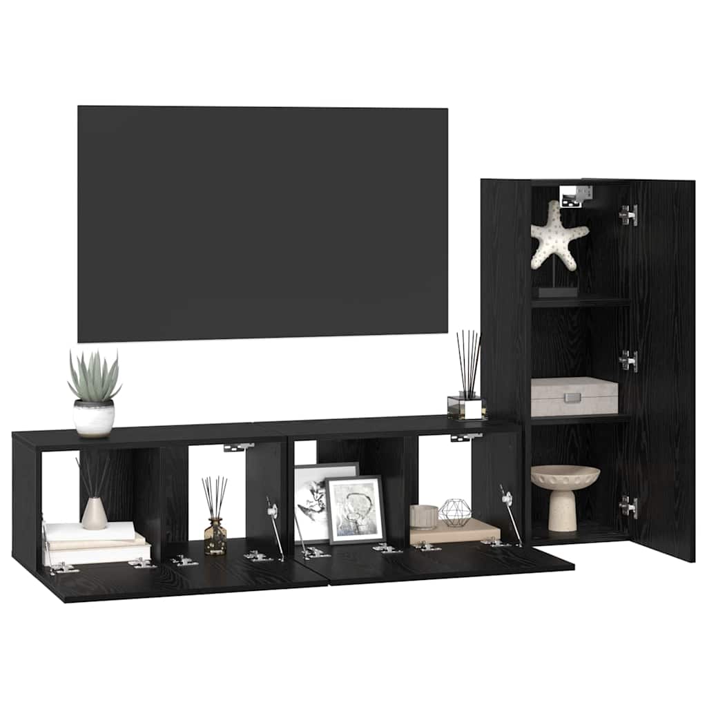 TV-Schrank-Set 3 pcs Schwarze Eiche 160 x 30 x 30 cm