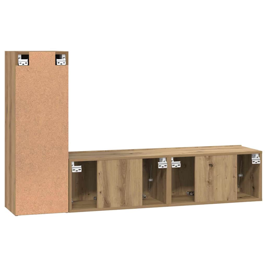 TV-Schrank-Set 3 pcs Eiche handwerklich 60 x 30 x 30 cm