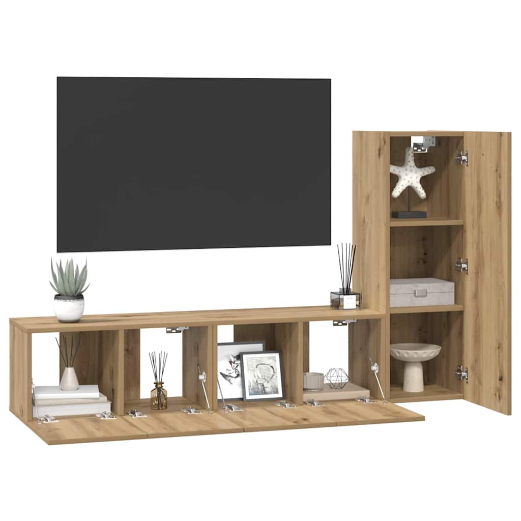 TV-Schrank-Set 3 pcs Eiche handwerklich 60 x 30 x 30 cm