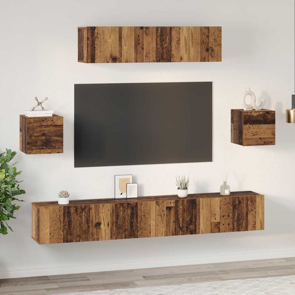 TV-Schrank-Set 7 pcs Altholz 80 x 30 x 30 cm Holzwerkstoff