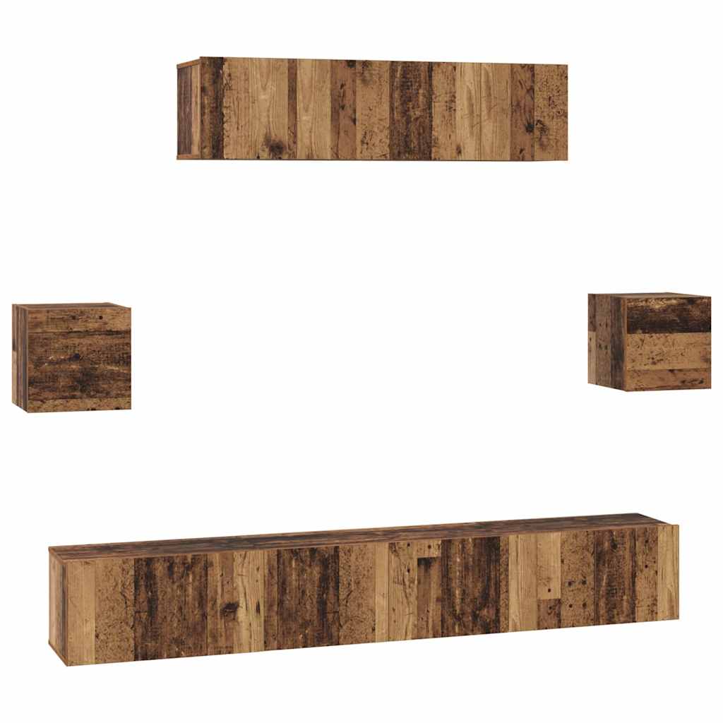TV-Schrank-Set 7 pcs Altholz 80 x 30 x 30 cm Holzwerkstoff
