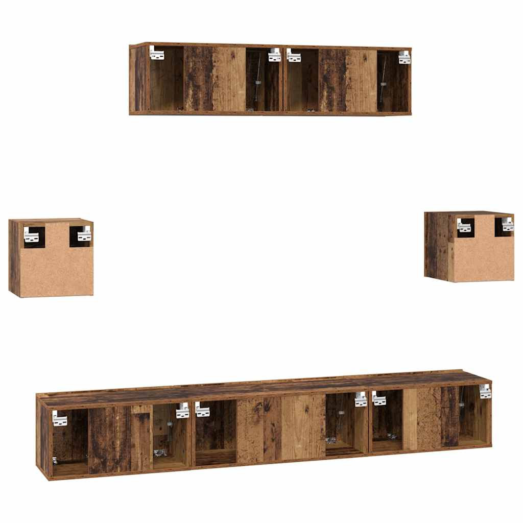 TV-Schrank-Set 7 pcs Altholz 80 x 30 x 30 cm Holzwerkstoff