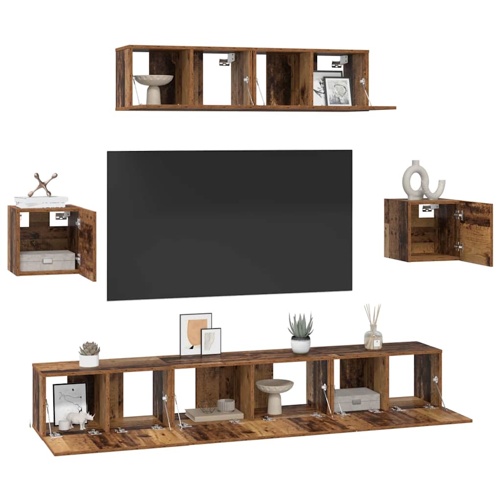TV-Schrank-Set 7 pcs Altholz 80 x 30 x 30 cm Holzwerkstoff